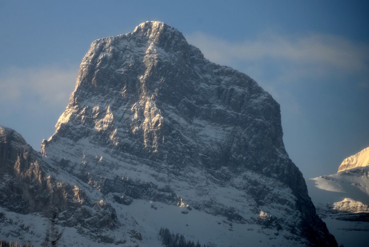 08A The Three Sisters Hope Peak Close Up From Canmore In Winter Just After Sunrise